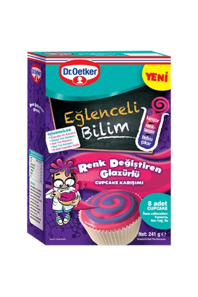 Dr. Oetker Yeni Eğlenceli Bilim Serisi Renk Değiştiren Glazürlü Cupcake Karışımı 241 gr