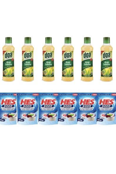 Doa Arap Sabunu 1000 Ml X 6 Adet +Çamaşır Sodası 500Gr X 6 Adet
