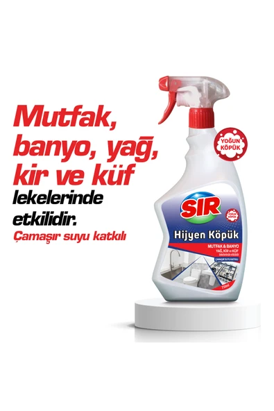 Sır Hijyen Köpük Mutfak & Banyo Çamaşır Suyu Katkılı 750 ml