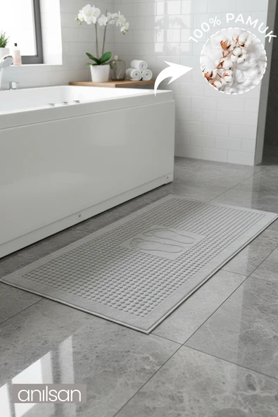 Zivra Gri Ayak Havlusu - 60x130Cm, 690Gr, %100 Pamuk, Spa Ve Otel Banyo Paspası, Günlük Kullanıma