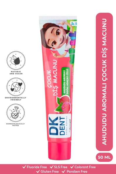 DKDENT Ahududu Aromalı Çocuk Diş Macunu (Florürsüz - Vegan) 50 ml