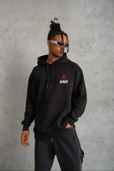 MDB Unisex Kapşonlu Baskılı weetshirt  iyah ürün görseli 1