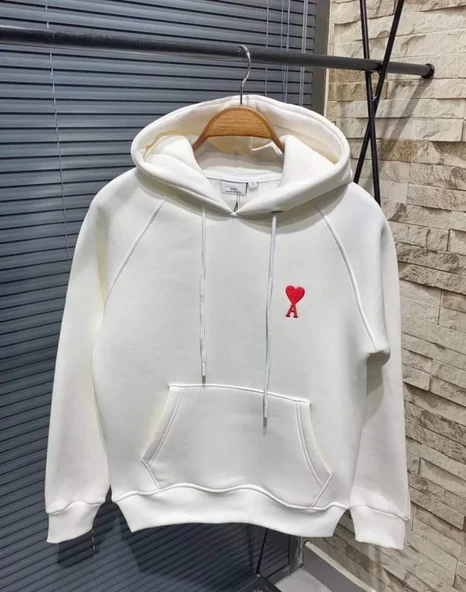 MDB Unisex Kapşonlu Baskılı weetshirt  Beyaz ürün görseli 1