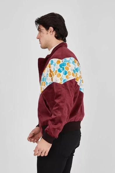 MDB Erkek İçi Astarlı İçten Yaka Kısmı Peluşlu Beyaz Şeritli Vintage Ceket  ürdüm - Resim 2