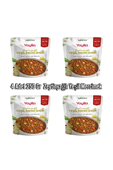 Yayla 4 Adet 250 Gr Zeytinyağlı Yeşil Mercimek Aç Isıt Ye Hazır Yemek - 1