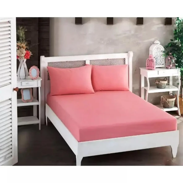 Çift Kişilik Düz Lastikli Çarşaf ve Yastık Kılıfı