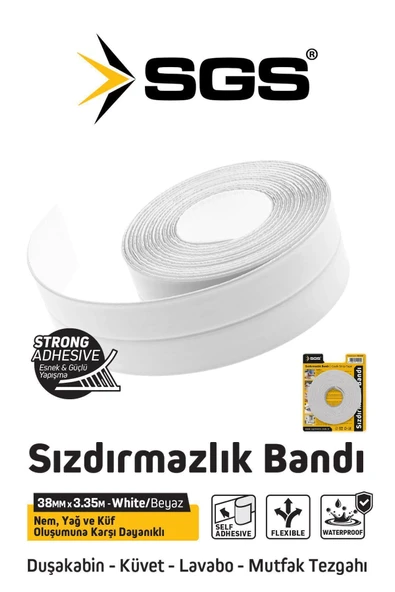 SGS1240 3.35M Banyo Küvet Mutfak Lavabo Beyaz Su Sızdırmaz Bant Su Geçirmez Kenar Bandı Sızdırmazlık - Resim 2