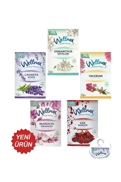 Wellnax Dolap Ve Çekmece Kokusu ( Çiçek Kombinasyonu ) 5'li Set