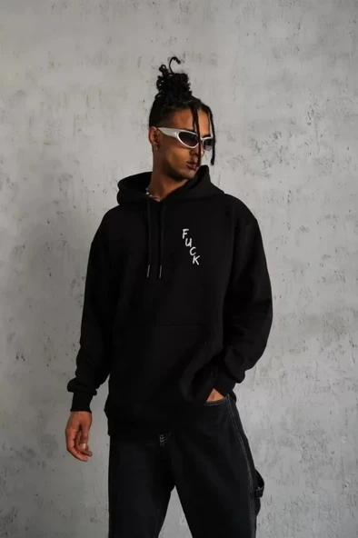 MDB Unisex Kapşonlu Uzun Kol Baskılı weetshirt  iyah ürün görseli