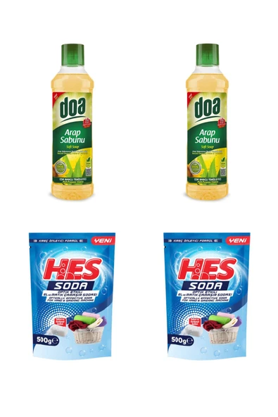 Doa Arap Sabunu 1000 Ml X 2 Adet +Çamaşır Sodası 500Gr X 2 Adet