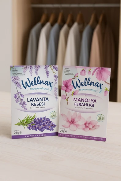 Wellnax ( 2 ADET ) Manolya & Lavanta Kesesi Dolap Ve Çekmece Kokusu | Rutubet Önleyici Kese Kokusu | - 2