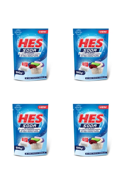 Hes Soda-El Ve Matik Çamaşır Sodası(Optik Etkili) 500GrX4 Adet