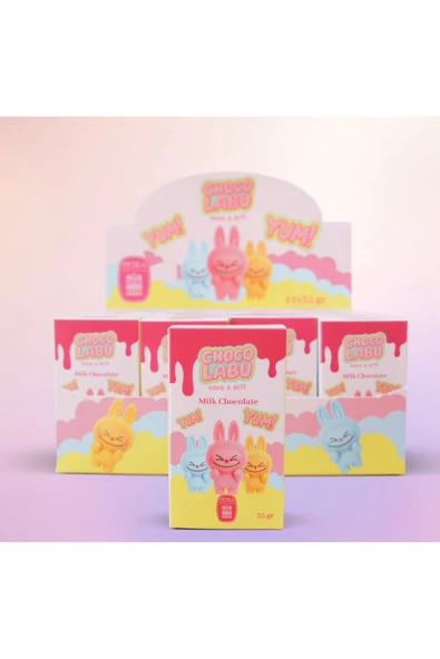 CHOCOLABU Labubu %100 Belçika Çikolatası 24x35Gr-Dubai Cream/Bueno/Lotus Biscoff