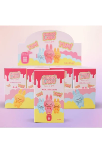 CHOCOLABU Labubu %100 Belçika Çikolatası 3x35Gr-Dubai Cream/Bueno/Lotus Biscoff