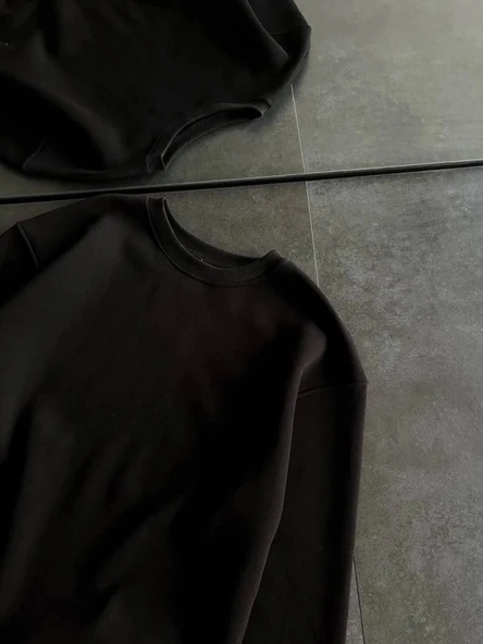 MDB Kışlık Bisiklet Yaka Üç İplik Basic weathirt  iyah - Resim 2