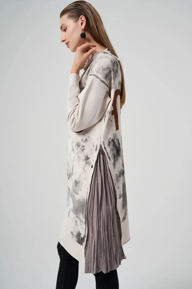 Misswhence Baskılı Triko Tunik Mevcutluk:  36021 ekru - Resim 4