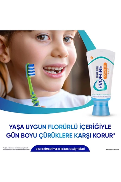 Sensodyne Promine 6-12yaş Gün Boyu Çürüklere Karşı Koruyan Çocuk Diş Macunu 50ml Yumuşak Diş Fırçası - 3