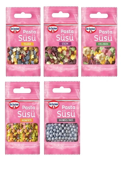 Dr. Oetker Süsleme Glazürü 4 Çeşit X 19 Gr-Dekor Serisi Çiçek+Kelebek+Konfeti+Gümüş İnci+Yıldızlar - 3