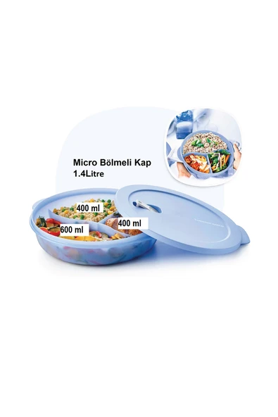 Tupperware Bölmeli Mikrodalga Fırın Isıtma Kabı 1.4 Lt Mikro Tabak YENİ RENK - 2