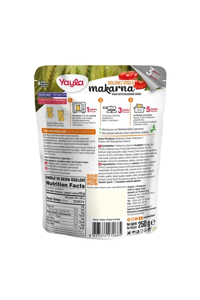 Yayla Yemek Hazır Bolonez Soslu Makarna 250 Gr - 2