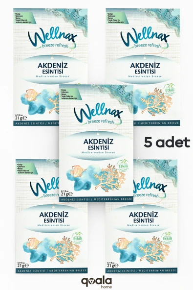 Wellnax ( 5 ADET ) AKDENİZ ESİNTİSİ | Dolap Ve Çekmece Kokusu | Rutubet Önleyici Kese, Askılı Dolap Kokusu
