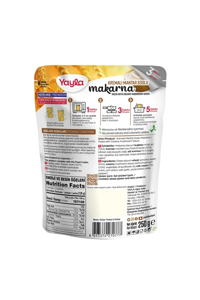 Yayla Yemek Hazır Kremalı Mantar Soslu Makarna 250 Gr - 2