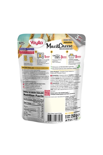Yayla Yemek Hazır Mac&Cheese Cheddar Soslu Makarna 250 gr - 2