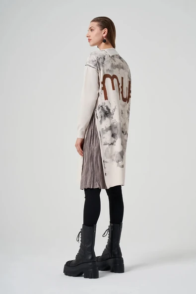 Misswhence Baskılı Triko Tunik Mevcutluk:  36021 ekru - Resim 2