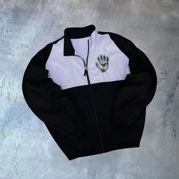 MDB Unisex Uzun Kollu Paraşüt Kumaş Rüzgarlik  iyah ürün görseli 1