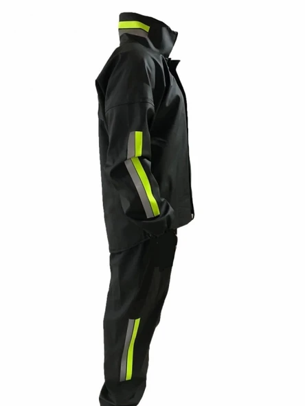 MDB Unisex Tam Kalıp otorcu Kurye Su Gecirmez Yağmurluk Takım  Siyah - Resim 4