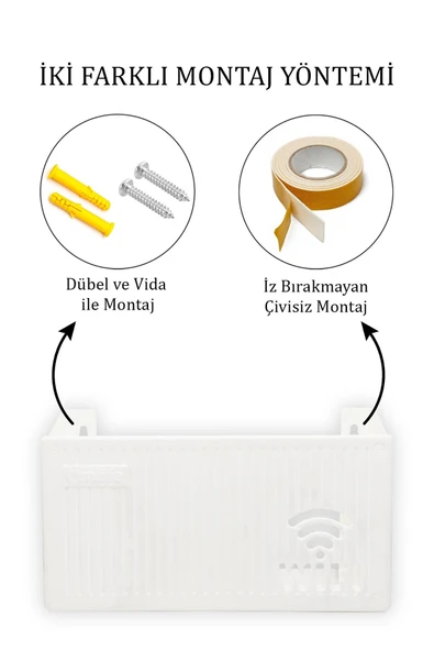 Duvara Asılabilir Modem Wifi Saklama Kutusu – Pleksi Minimalist Tasarım 25x15x6 cm - Resim 5