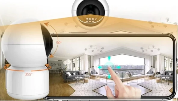 360 Derece Dönebilen Full HD - 1080P Wi - Fi Akıllı IP Kamera Bebek Odası, Salon, Güvenlik Kamerası - 4
