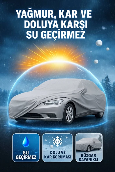 4 Mevsim Dayanıklı Su Geçirmez Lastikli PEVA Araç Örtüsü – UV, Kar, Yağmur ve Rüzgar Koruması - 3