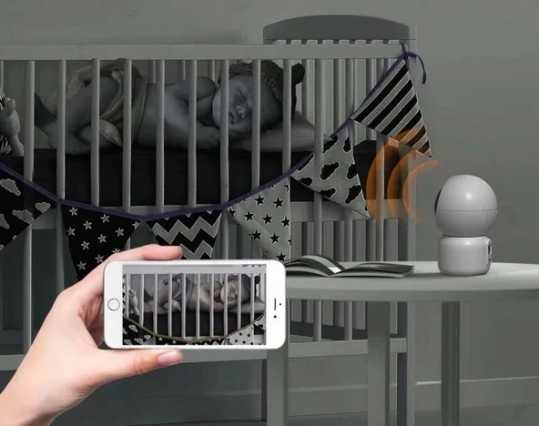 360 Derece Dönebilen Full HD - 1080P Wi - Fi Akıllı IP Kamera Bebek Odası, Salon, Güvenlik Kamerası - 3