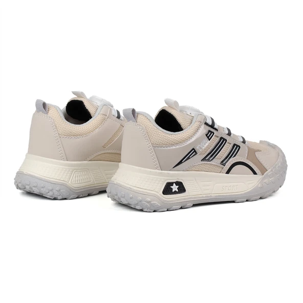 Kız Çocuk Bej Siyah Günlük Spor Ayakkabı | Rahat Yürüyüş ve Koşu Sneaker - Şık ve Dayanıklı Tasarım - Resim 4