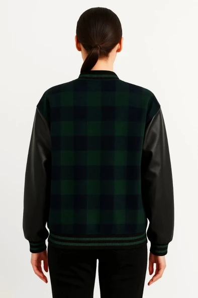 MDB Kolları uni Deri Içi Astarlı Oduncu Kolej Içi Ceket  Haki - 2