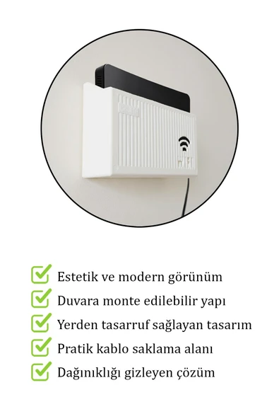Duvara Asılabilir Modem Wifi Saklama Kutusu – Pleksi Minimalist Tasarım 25x15x6 cm - Resim 6