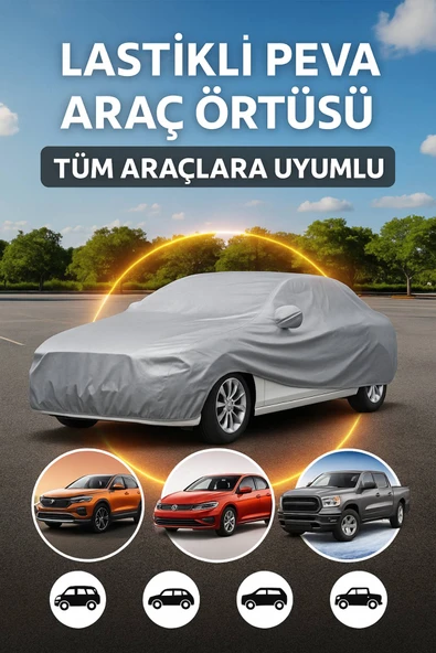 4 Mevsim Dayanıklı Su Geçirmez Lastikli PEVA Araç Örtüsü – UV, Kar, Yağmur ve Rüzgar Koruması - 7