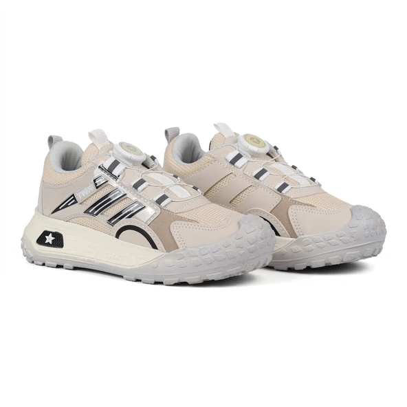 Kız Çocuk Bej Siyah Günlük Spor Ayakkabı | Rahat Yürüyüş ve Koşu Sneaker - Şık ve Dayanıklı Tasarım ürün görseli 1