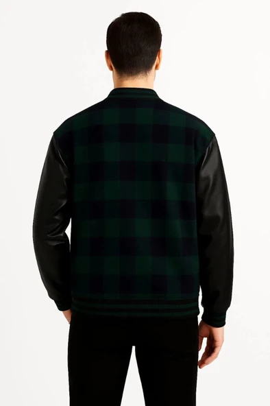 MDB Kolları uni Deri Içi Astarlı Oduncu Kolej Içi Ceket  Haki - 2