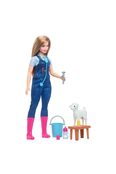 Barbie Çiftlik Veterineri, Kariyer Koleksiyonu, kulakları hareket eden kuzu ve 10 aksesuar HRG42 - 2