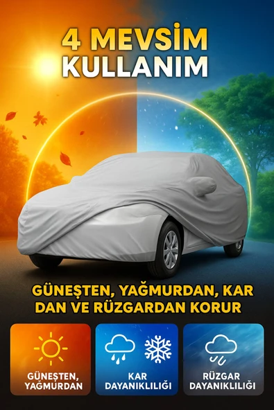4 Mevsim Dayanıklı Su Geçirmez Lastikli PEVA Araç Örtüsü – UV, Kar, Yağmur ve Rüzgar Koruması - 6