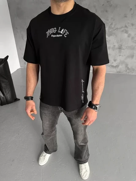 MDB Unisex Baskılı Oversize Thirt  iyah - Resim 2