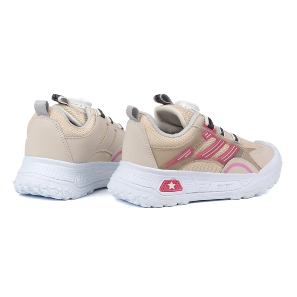 Kız Çocuk Bej Pembe Günlük Spor Ayakkabı | Rahat Yürüyüş ve Koşu Sneaker - Şık ve Dayanıklı Tasarım - Resim 8