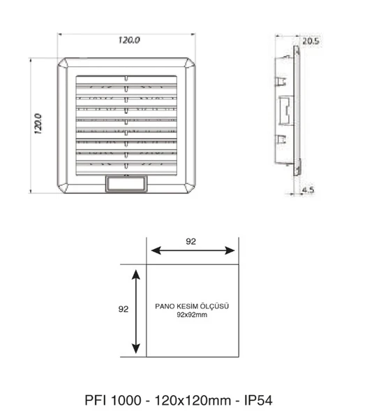 Plastim Filtreli Fan Menfezi 120x120 mm IP54 - PFI1000 - Resim 4