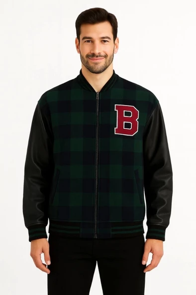 MDB Kolları uni Deri Içi Astarlı Oduncu Kolej Içi Ceket  Haki - 3