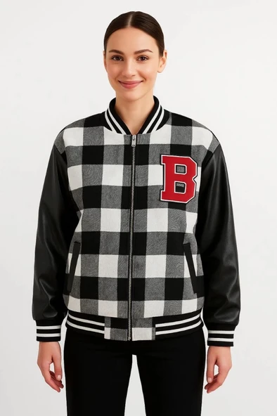 MDB Kolları uni Deri Içi Astarlı Oduncu Kolej Içi Ceket  Gri - 3