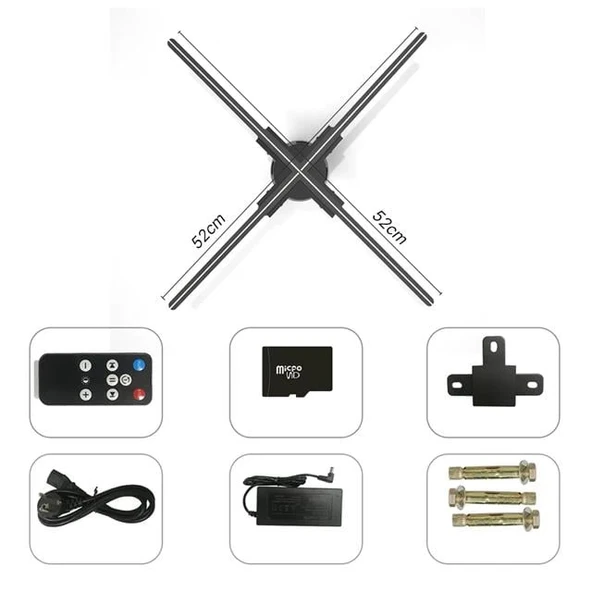 Hello Z7H 3D Hologram Fan - Holografik Video Görüntü Projektörü 52 Cm (Uzaktan Kumanda - Wifi - Telefon APP) - 4