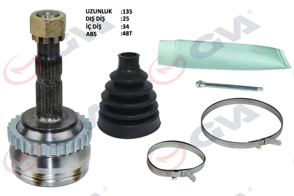 DIŞ AKS KAFASI CORSA B-C 9406 COMBO B-C 9411 TIGRA B 0410 MERIVA A 0410 ABS Lİ 29 DİŞ 22x28x52 150mm 26089775 26067600 26060699 26032411 ürün görseli 1