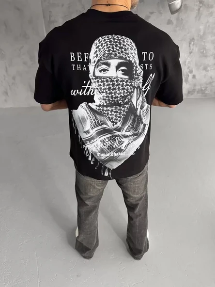 MDB Unisex Baskılı Oversize Thirt  iyah - Resim 4